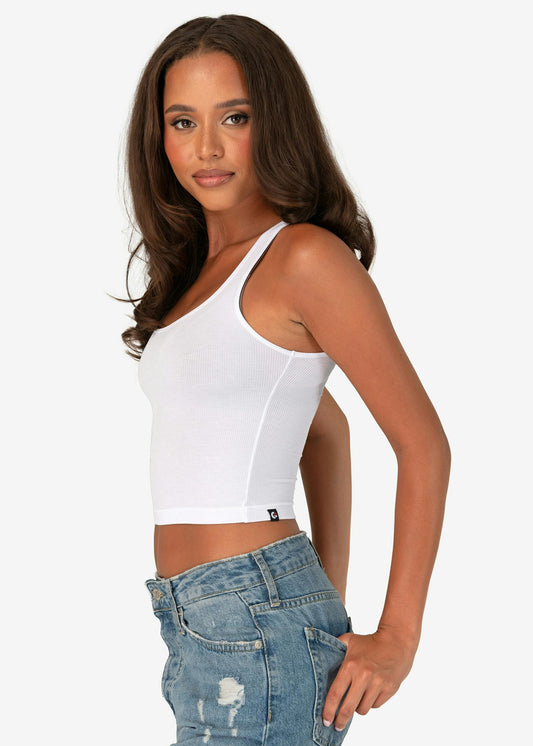 Ethika Womens ribbed crop tank White